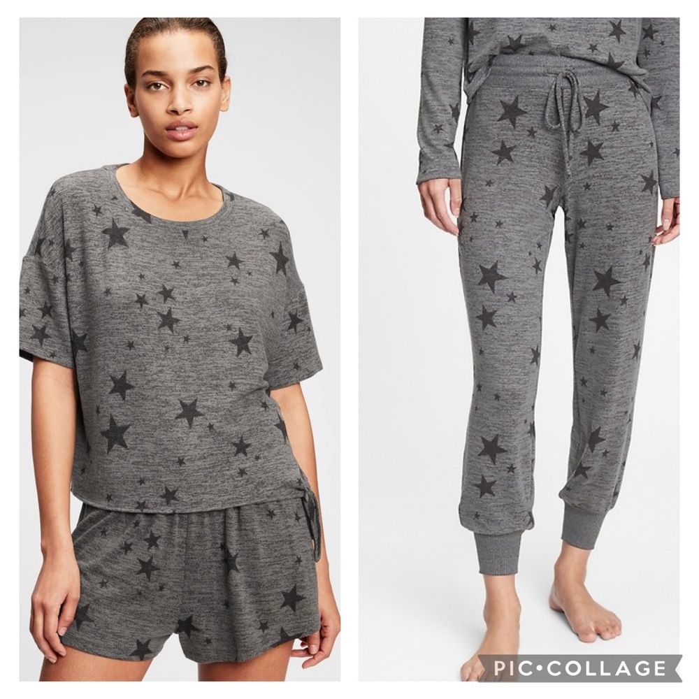 EUC GAP Softspun Set Matching Grey/Black Stars sz S and M